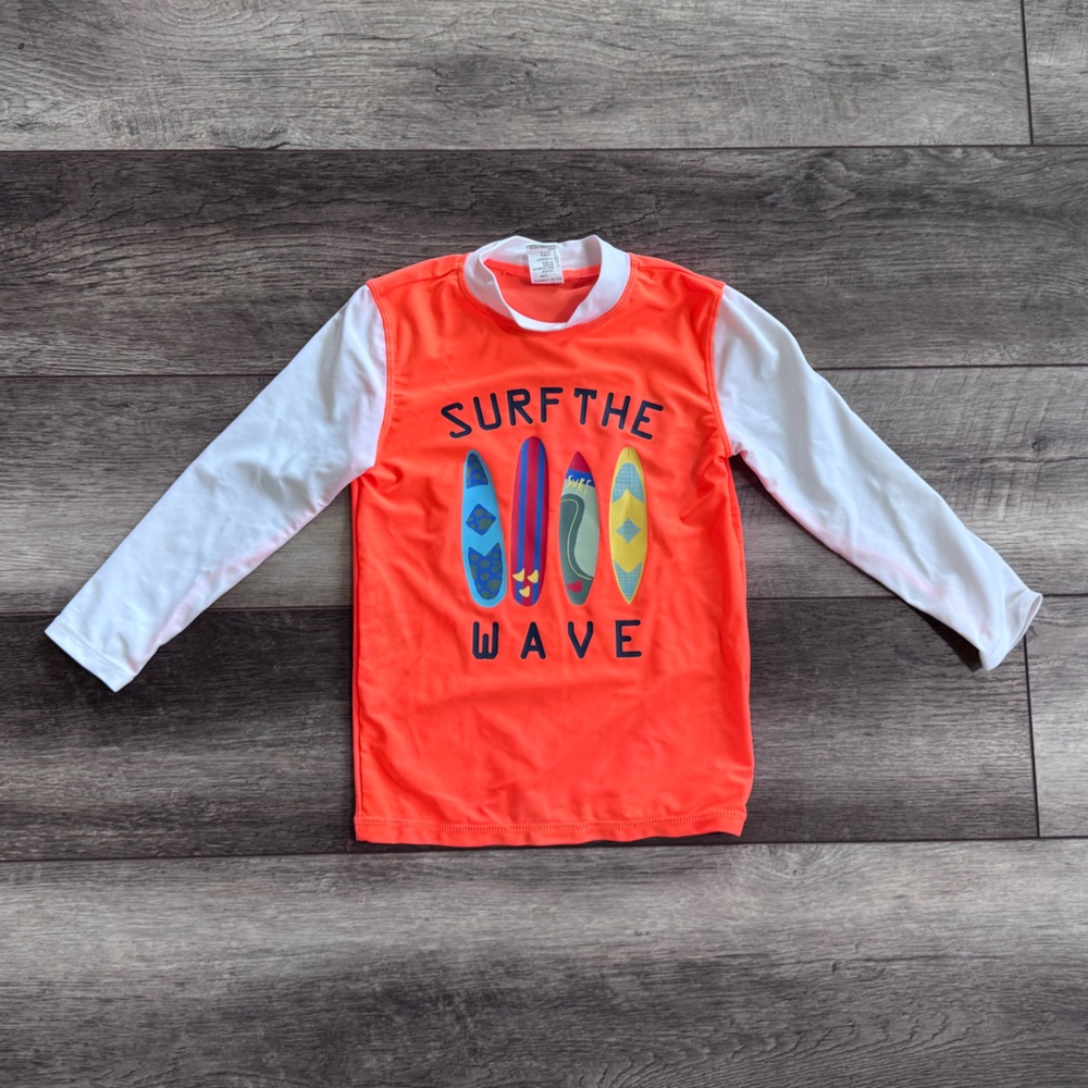 Surf the Wave Toddlers NWOT Orange Raglan Surfer Swim Long Sleeve Rashguard 2T